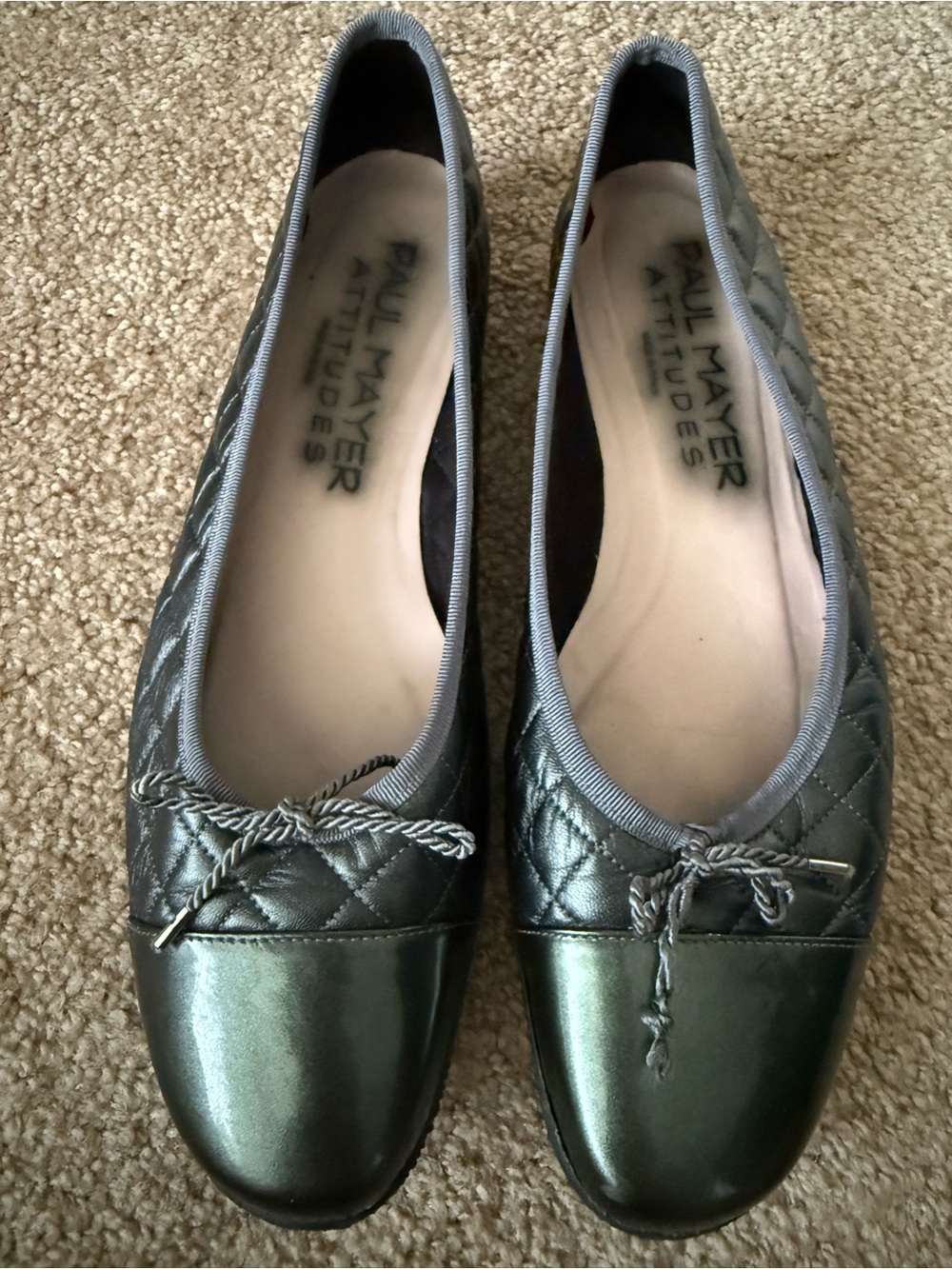 PAUL MAYER Best Cap Toe Quilted Leather Ballet Flat with Bow - Picture 2 of 12